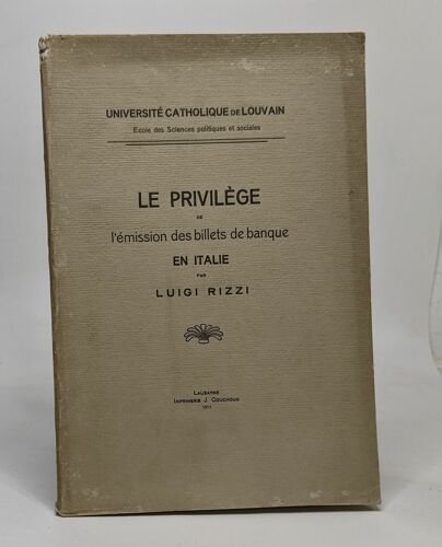 Le Privilège De L'émission Des Billets De Banque En Italie