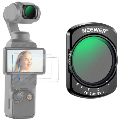 NEEWER Filtre ND2-32 Variable Compatible avec DJI Osmo Pocket 3, Filtre ND réglable magnétique 1-5 arrêts limités, Accessoires pour caméra, Verre Optique HD, Comprend 2 protecteurs d'écran LCD