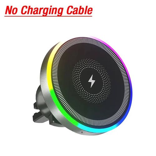 Support De Téléphone Magnétique Sans Fil Pour Voiture,Lumière Rgb,Support De Ventilation Pour Magsafe Iphone 16 15 14 13 12 Pro Max,Station De Charge Rapide.Black No Cable.