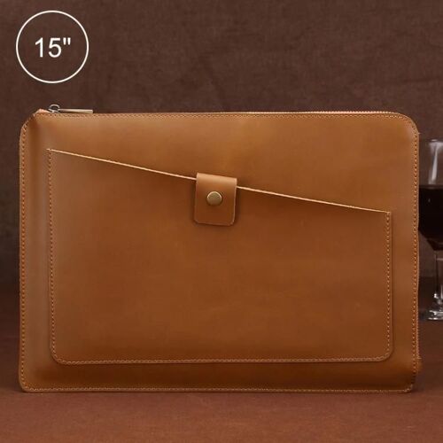 Sac en cuir pour ordinateur portable-Fermeture éclair universelle pour appareils de 15 pouces |