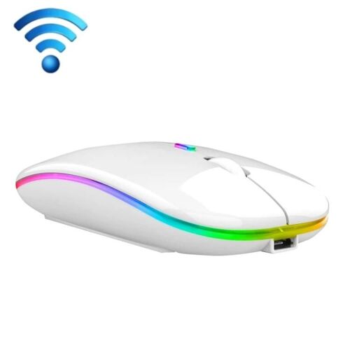 Souris sans fil-2400 DPI,4 touches,lumineuse colorée,2.4G blanche