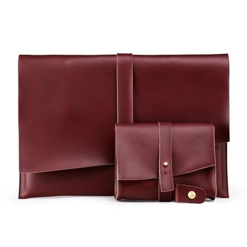 Sacoche Pour Ordinateur Portable En Cuir Véritable-Étui Adaptateur Secteur Universel Avec Enrouleur De Câble Pour Macbook 13,3"",Dell,Hp,Lenovo,Asus