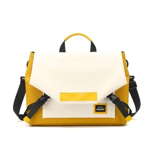 Sac pour ordinateur portable-Sac à main bandoulière anti-chute Airbag,13,3-16 pouces,Curcuma blanc Curcuma blanc