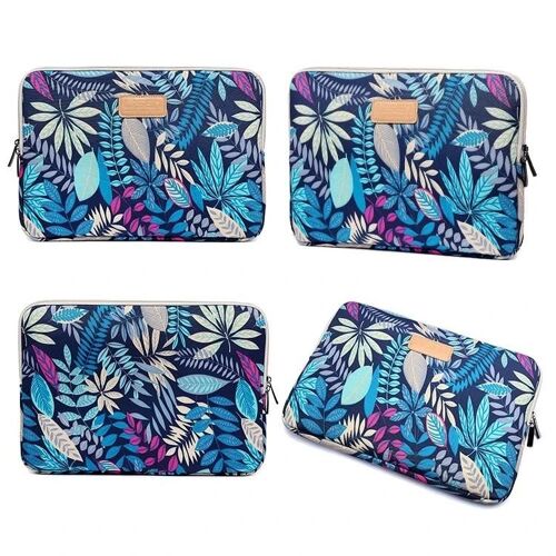 Housse pour ordinateur portable 14 pouces-Feuilles colorées Zipper Briefcase pour Macbook,Dell,HP,ASUS,Lenovo,Samsung,Sony,CHUWI,Alienware Blue