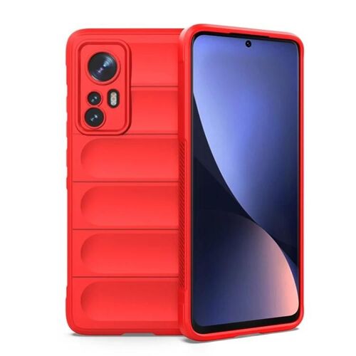 Coque de téléphone Xiaomi 12-Magic Shield TPU + Flannel Protection Cover Rouge