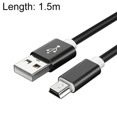 Mini USB vers USB A Câble de données/charge-Paquet de 5,longueur 1,5 m,noir noir