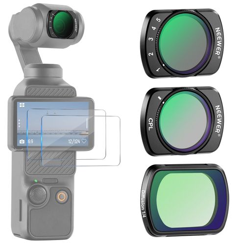 Neewer Lot de 6 filtres magnétiques ND CPL UV compatibles avec DJI OSMO Pocket 3 Creator Combo Accessoires, caméra d'action UV ND16 ND32 ND64 ND256 Densité Neutre et polarisant