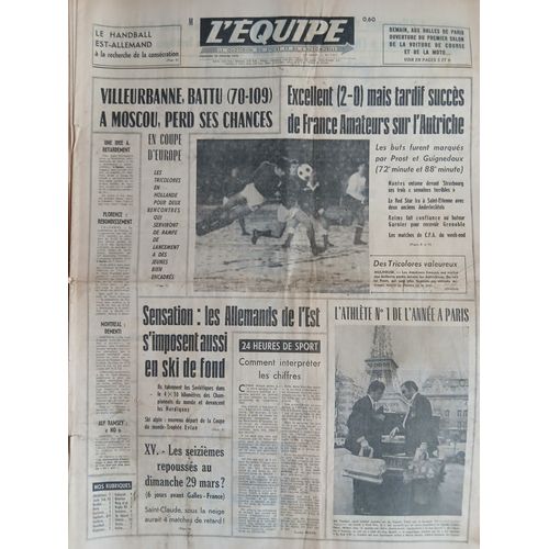 L'Equipe N°7417 Du 20/02/1970 - Villeurbanne