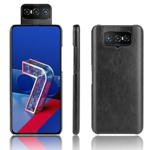 Coques Asus Zenfone 7 - Antichoc Litchi Texture PC + PU,Noir Noir