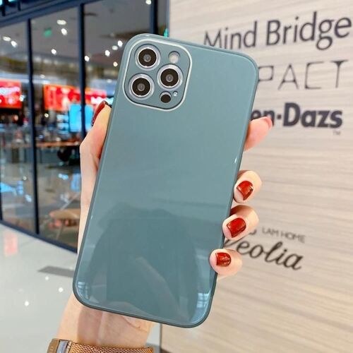 Coque en verre trempé pour iPhone 11 - Couleur unie Bleu lac par SUNSKY Bleu lac