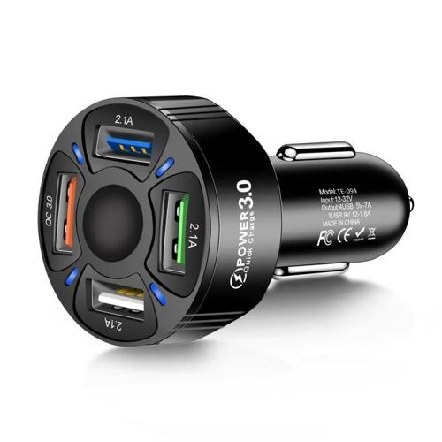 Chargeur De Voiture Usb 4 En 1-Prise Allume-Cigare Multifonction,Noir Noir