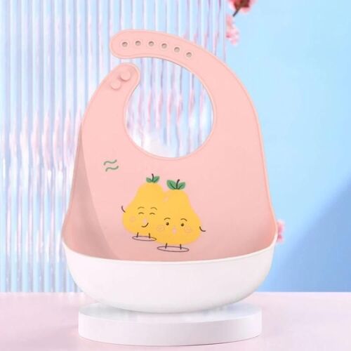 Bavoir En Silicone Imperméable À L'huile Pour Bébé-Serviette De Salive Ultra-Mince,Motif Poire