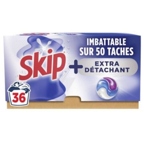 Lessive Capsules Skip 3 En 1 hygiène + extra détachant X36