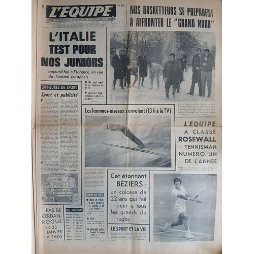 L'Equipe N°7683 Du 30/12/1970 - L'Italie Test Pour Nos Juniors