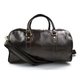 Sac de voyage en cuir homme femme bandoulière en cuir brun foncè