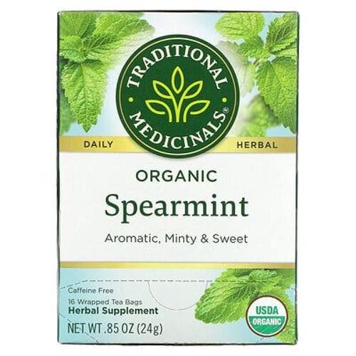 Traditional Medicinals Menthe Vraie Biologique, Sans Caféine, 16 Sachets De Thé Emballés, 24 G