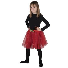 Tutu En Tulle Rouge De Noël Enfant Avec Pompons - Ptit Clown - Ref/22365 - Fille - Garantie 2 Ans