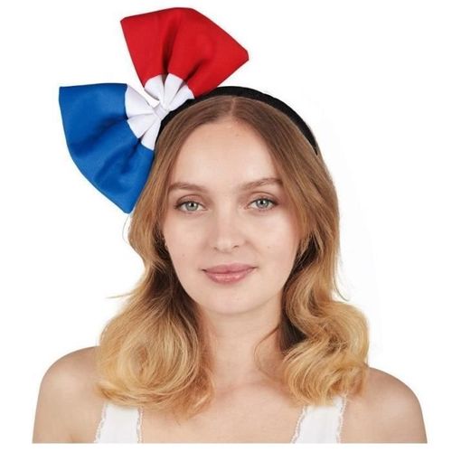 1 Serre-Tête Noeud Papillon France Tricolore Bleu, Blanc Et Rouge Ref/22397