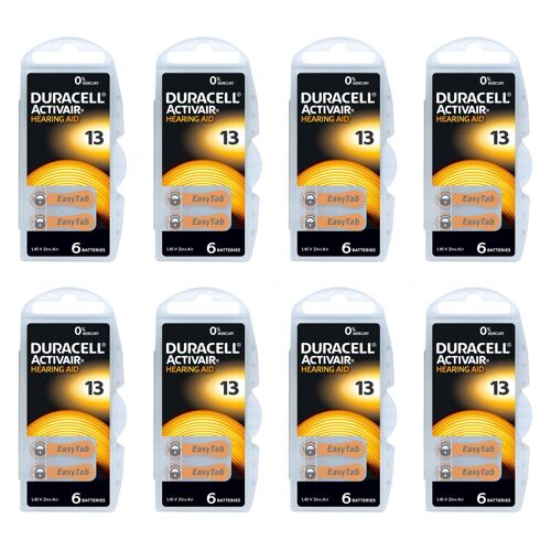 DURACELL Lot de 8 Blisters de 6 Piles auditives ACTIVAIR Easytab DA 13 - 1,45V