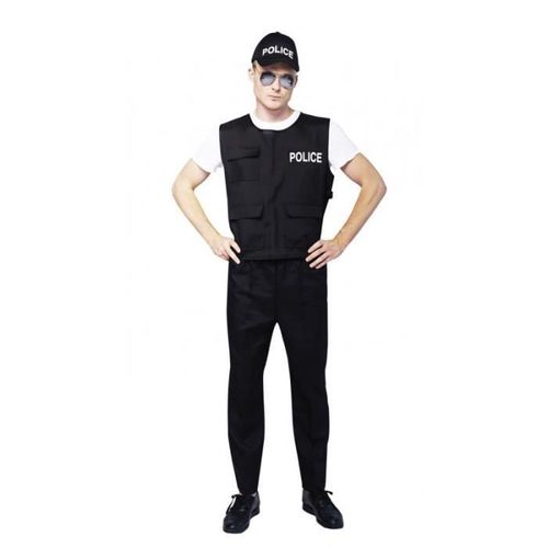 Déguisement De Police Adulte - Ptit Clown - Noir - Gilet Et Casquette - Pour Femme - Intérieur