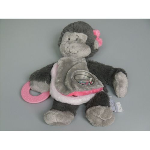Doudou Singe Gorille Gris Rose Activités Noukie's