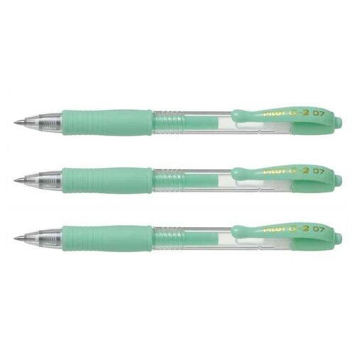 Pilot Lot De 3 Stylos Bille À Encre Gel G2 07, Vert Pastel