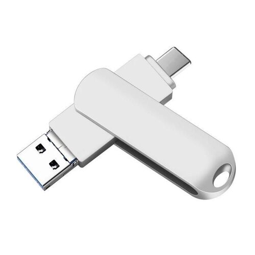 Disque USB 3.0 rotatif en métal de 64 Go-Connecteur USB-C 3-en-1 et 8 broches