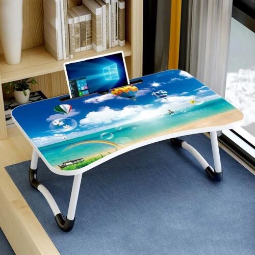 Bureau D'ordinateur Portable Pliable Réglable-Pieds Antidérapants En Forme De W,Fente Pour Carte,