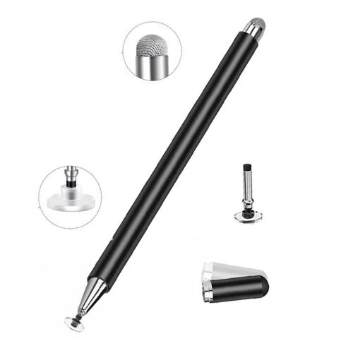 Stylet à écran tactile 2-en-1-Silicone Aspireur & Embout en Tissu Conducteur-Noir Noir