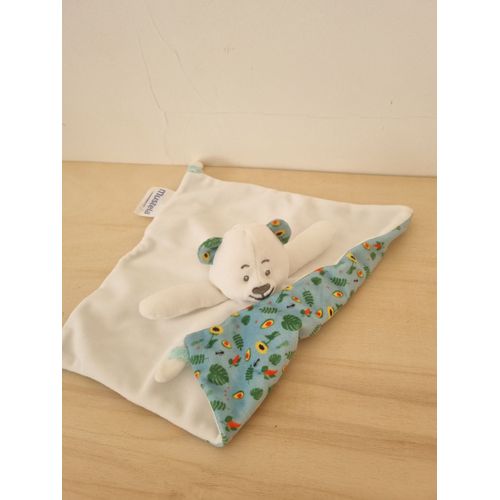 Doudou Ours Blanc Fleurs Musti Mustela