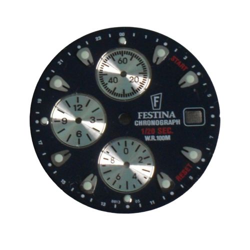 Cadran Montre Festina Chronogroph 1/20 Sec W.R. 100 M Ref 3711 Homme Perpetual Bleu