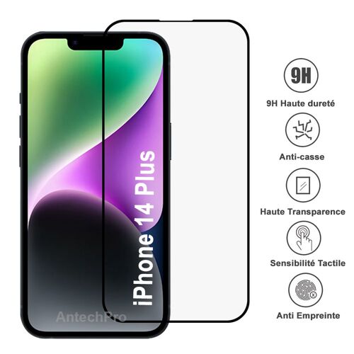 Vitre de protection intégrale en verre trempé pour IPhone 14 Plus