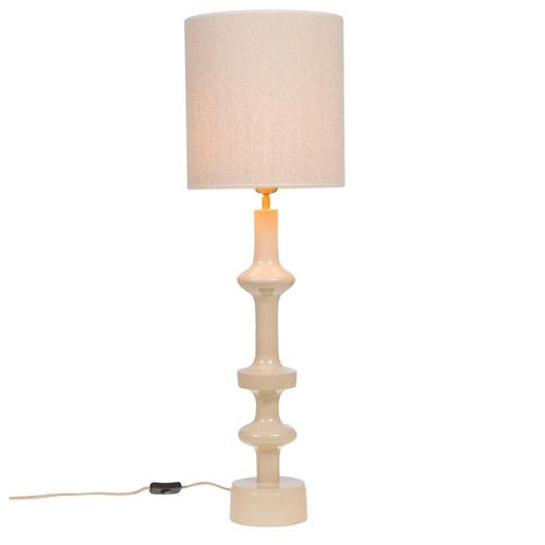 Lampe De Table Mileo Crème Abat Jour En Coton 97 Cm