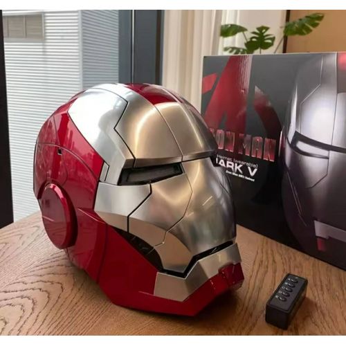 Casque Iron Man 1/1 Cosplay Mk5, Commande Vocale Électrique, Yeux Led, Masque En Métal, Modèle Jouets Pour Enfants Et Adultes, Cadeau De Noël