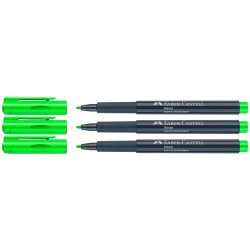 Faber-Castell Lot De 3 Marqueurs Neon Fluo 1,5mm Couleur Vert Karma Chameleon