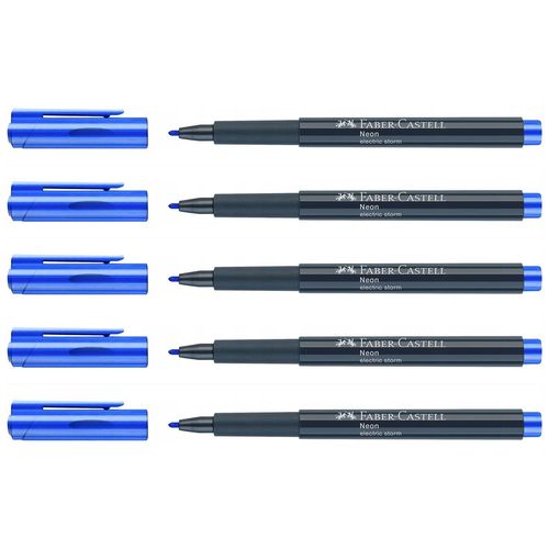 Faber-Castell Lot De 5 Marqueurs Neon Fluo 1,5mm Couleur Electric Storm