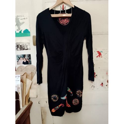 Robe Noire Bas Motifs Colorés 38 M Desigual.