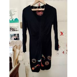 Robe Noire Bas Motifs Colorés 38 M Desigual.