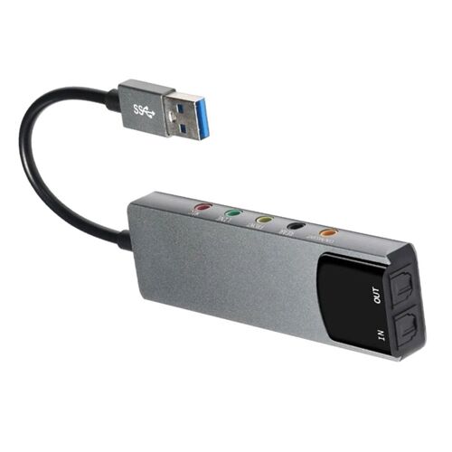 Carte Son D'Ordinateur 6 en 1, Carte Son Externe USB 5.1, Convertisseur Audio Multifonction pour Ordinateur Portable, Carte Son en Aluminium