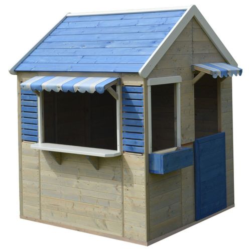Kangui - Maison De Jardin Enfant Extérieur - Cabane En Bois Avec Plancher - Toit Étanche - Bleu Et Blanc