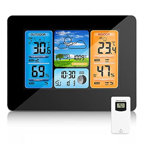 Station MéTéO Sans Fil ThermomèTre IntéRieur et ExtéRieur, Station de PréVision BaromèTre de Surveillance de la TempéRature et de L'Humidité
