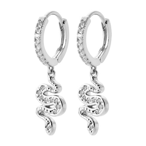 Boucles D'oreilles Créoles Brillaxis Serpent Argent