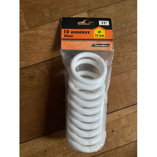10 anneaux blancs 35 mm Carrefour pour rideaux
