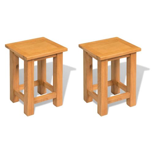 Lot De 2 Tables D'appoint Support De Plantes 27x 24x37 Cm Bois De Chêne Marron Dec032606