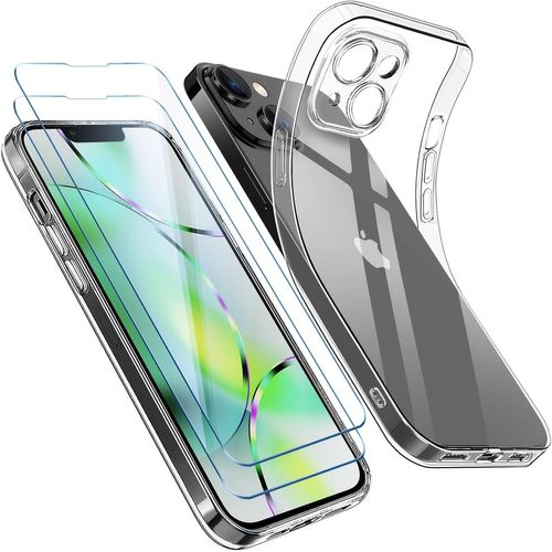 Coque Transparente Pour Iphone 14 (6,1") Et 2 Verres Trempé Film Protection Ecran Little Boutik®