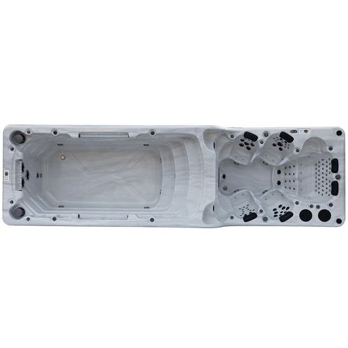 Spa de nage Monaco - Acrylique Blanc Marbré / Habillage Gris