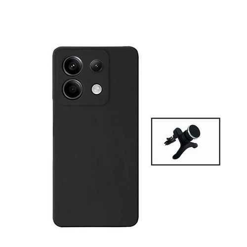 Kit Support Voiture Magnétique Renforcé + Housse Silicone Liquide Phonecare Compatible Avec Xiaomi Redmi Note 13 Pro 4g - Noir