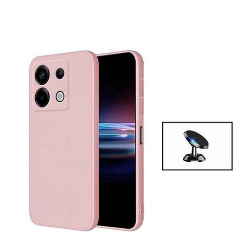 Kit Support Voiture Magnétique + Housse En Silicone Liquide Phonecare Compatible Avec Xiaomi Redmi Note 13 Pro 4g - Rose
