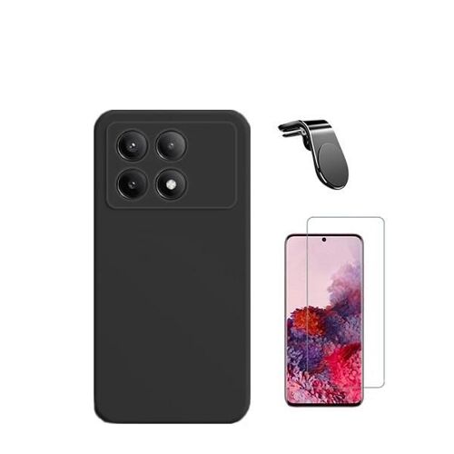Jeu de films en verre trempé de la couverture 5D + Cas de silicone liquide + Support magnétique L Voiture de conduite sécuritaire Phonecare pour Xiaomi Poco X6 Pro 5G - le noir