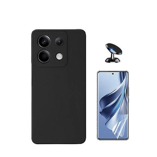 Kit De Film Hydrogel À Couverture Complète Avant + Couverture En Silicone Liquide + Support Magnétique Phonecare Compatible Avec Xiaomi Redmi Note 13 Pro 4g - Noir